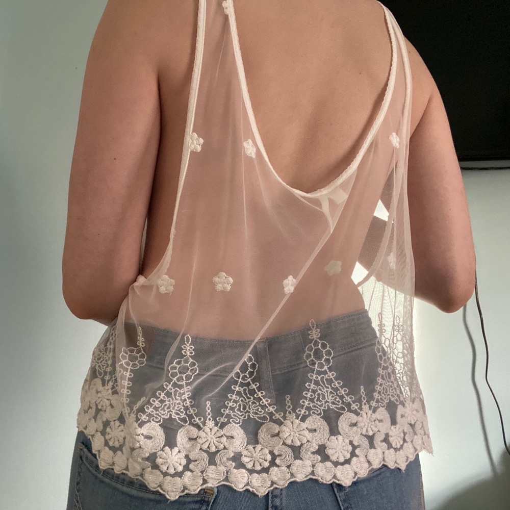 White Loose cropped Tank top